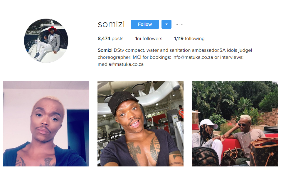 Somizi Reaches 1 Million Followers On Instagram - Youth ...