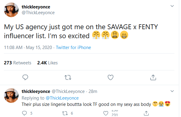 Levels! Thickleeyonce has made it on Rihanna's Savage x Fenty